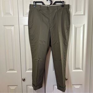 NWT Berle Performance Pants 36x26.5Brown Khaki Winkle/Stain Resistant Flat Front